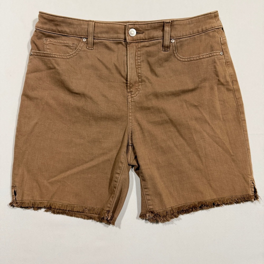 Chico's So Slimming Girlfriend Shorts Frayed Hem Brown Women 8 / Chico's 1